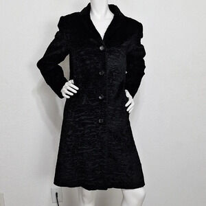 Siena Studio Vintage Black Y2K Quiet Luxury Embossed Velvet Coat Approx. Size M